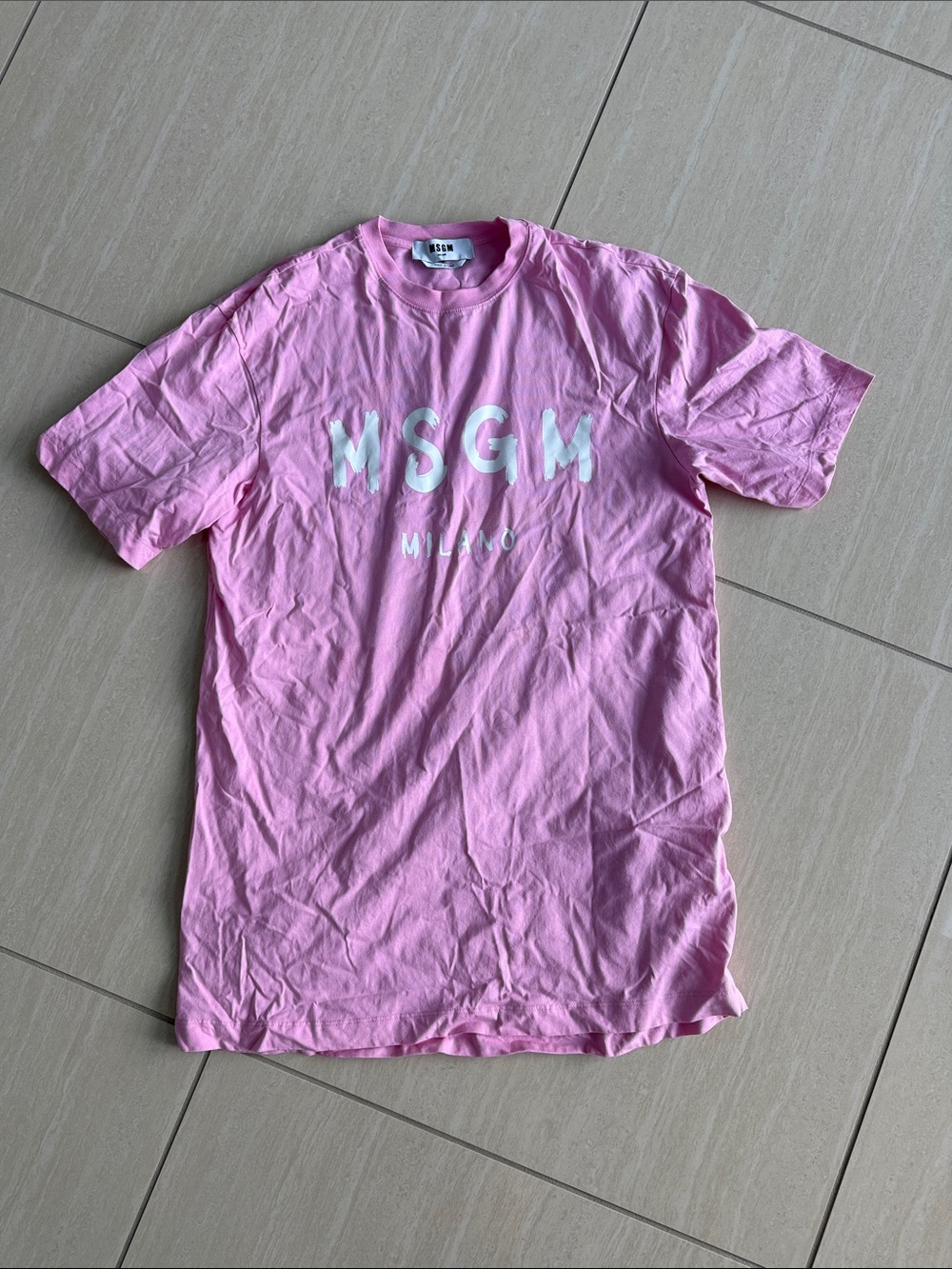 MSGM Pink Milano Logo Short Sleeve Tshirt Dress